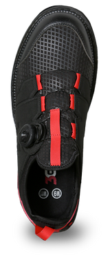 3G Speed Dial+ Black/Red Bowling Shoes * Atop System allows you to dial in the tightness in micro steps with one hand operation, pull out guide for ease to step in and out of shoe * Hot melt diamond plated mesh upper * Interchangeable slide sole on slide foot only