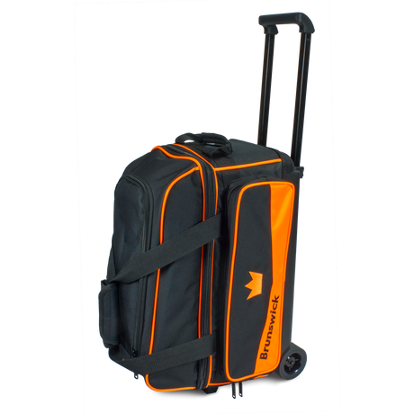 brunswick zone double roller tournament league play rolling travel bag suitcase orange