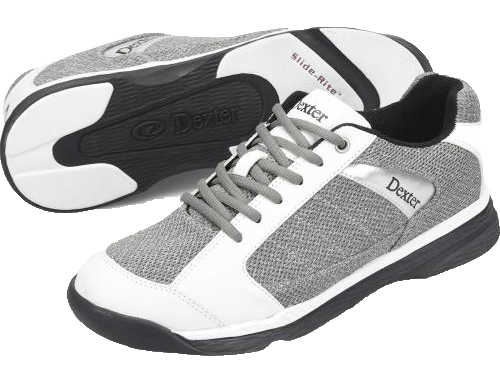 Dexter Wyoming Lt Grey/White  The newest introduction to our DexLite Pro series, designed with sleek, breathable knit. Grey knit teams up with soft, durable PU to give the Wyoming a cool, comfortable upper with a feel-good fit.      Soft, durable man-made PU upper DexLite outsole with defined rubber horseshoe heel Fully fabric-lined with padded tongue and collar Lace to toe upper pattern for a custom fit Molded removable blown EVA footbed S8 microfiber slide soles on both shoes Bowling Shoes