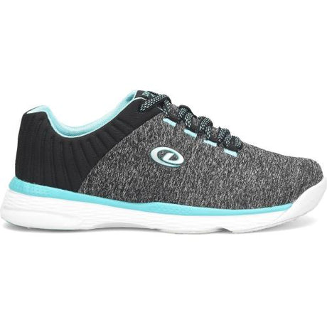 Dexter Elin Grey/Teal Bowling Shoes Lightweight Breathable Knit Upper Fully Fabric-Lined with Padded Tongue and Collar U-Throat Upper Pattern Molded Removable Blown EVA Footbed DexLite Outsole  Slide Shoes: Fixed S8 Slide Soles Fixed Non-Marking Defined Heel