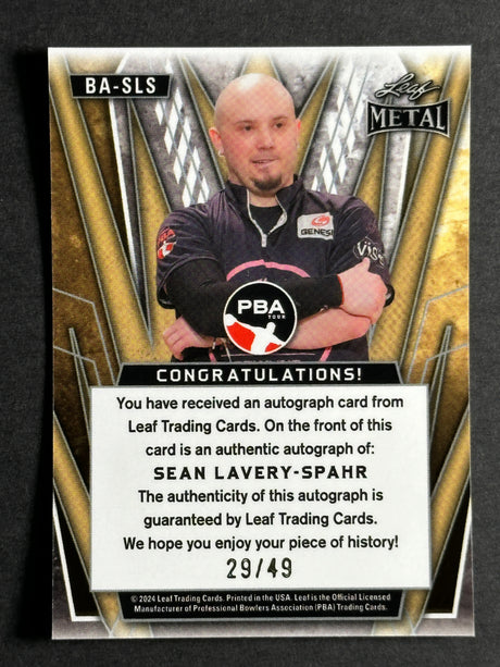 2024 Leaf Metal PBA Trading Card Sean Lavery Spahr Auto /49