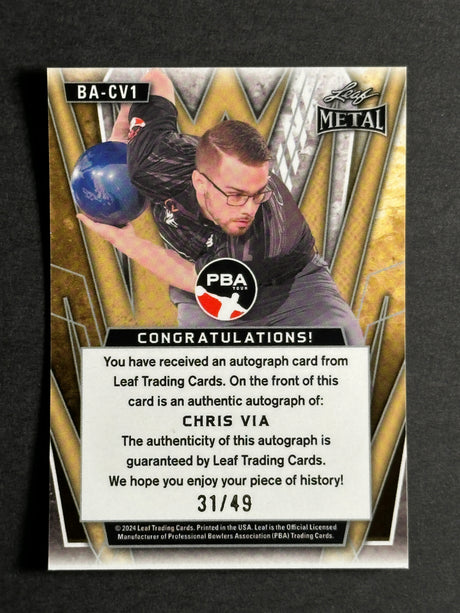 2024 Leaf Metal PBA Trading Card Auto Chris Via /49