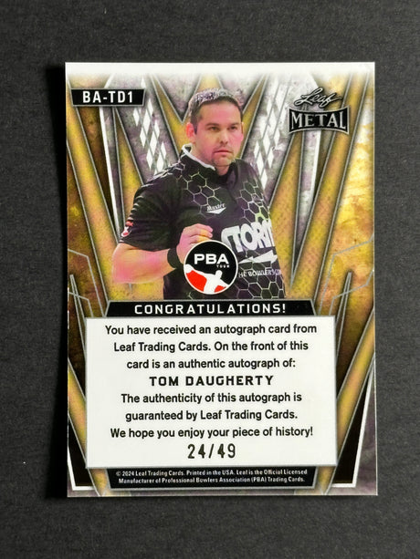 2024 Leaf Metal PBA Trading Card Auto Tom Daugherty /49