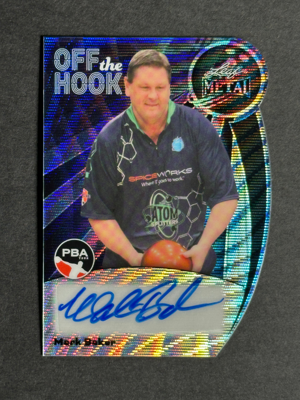 2024 Leaf Metal PBA Trading Card Mark Baker Off The Hook Auto Die-Cut /25