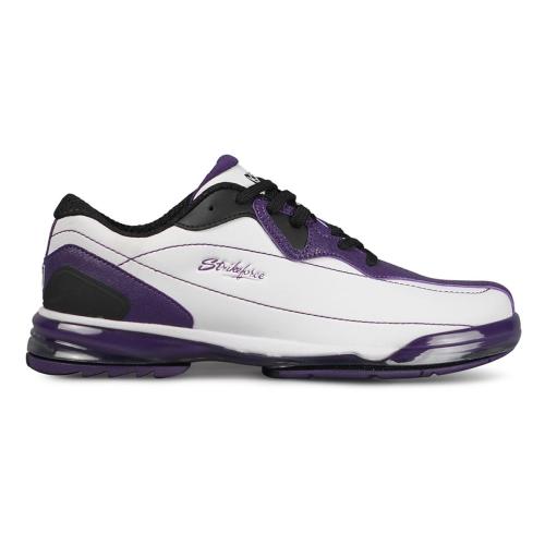 KR Strikeforce Dream White/Purple Women's Bowling Shoes Women's Performance Shoe with interchangeable slide pad and heel * Soft, durable microfiber upper * STA-DRY™Open Mesh tongue and collar for maximum breathability * Thermal Polyurethane (TPU) outsole that is extremely flexible * Minimal break-in time required * Biomechanically engineered for ultimate comfort and performance * Innovative H-Bar* heel locking system * Ortholite® 3D Deluxe Insole