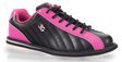 3G Kicks Black/Pink Women's Bowling Shoes You might not be traveling the world, racking up prize money, and loading up your walls with trophies, but that doesn’t mean you can’t ditch those house shoes and step up to your very own pair of comfortable and stylish Kicks. Designed for anyone who wants to take the lanes in their own bowling shoes, these durable and affordable Kicks are built for years of fun and enjoyment. * Universal slide sole * Firm support heel * Synthetic leather build * 