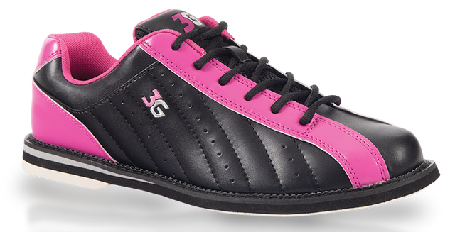 3G Kicks Black/Pink Women's Bowling Shoes You might not be traveling the world, racking up prize money, and loading up your walls with trophies, but that doesn’t mean you can’t ditch those house shoes and step up to your very own pair of comfortable and stylish Kicks. Designed for anyone who wants to take the lanes in their own bowling shoes, these durable and affordable Kicks are built for years of fun and enjoyment. * Universal slide sole * Firm support heel * Synthetic leather build * 