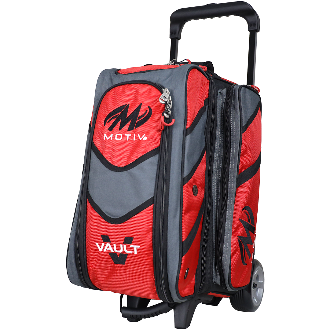 Motiv Vault 2 Ball Double Roller Fire Red Bowling Bag Inside Bowling