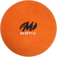 Motiv Disk Shammy Orange Premium leather construction. Highly absorbent shammy removes oil to maximize ball performance. 6" Disk design is easier to hold. Packaged in a zip-lock bag. Hand wash and air dry. inside bowling sale shammy towel for bowlers tournament league