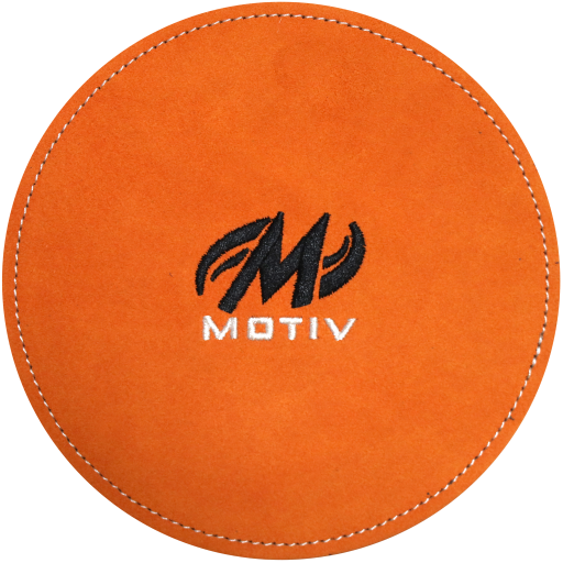 Motiv Disk Shammy Orange Premium leather construction. Highly absorbent shammy removes oil to maximize ball performance. 6" Disk design is easier to hold. Packaged in a zip-lock bag. Hand wash and air dry. inside bowling sale shammy towel for bowlers tournament league