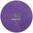 Motiv Disk Shammy Purple Premium leather construction. Highly absorbent shammy removes oil to maximize ball performance. 6" Disk design is easier to hold. Packaged in a zip-lock bag. Hand wash and air dry. inside bowling sale shammy towel for bowlers tournament league