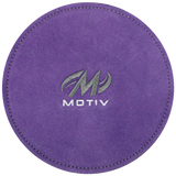 Motiv Disk Shammy Purple Premium leather construction. Highly absorbent shammy removes oil to maximize ball performance. 6" Disk design is easier to hold. Packaged in a zip-lock bag. Hand wash and air dry. inside bowling sale shammy towel for bowlers tournament league