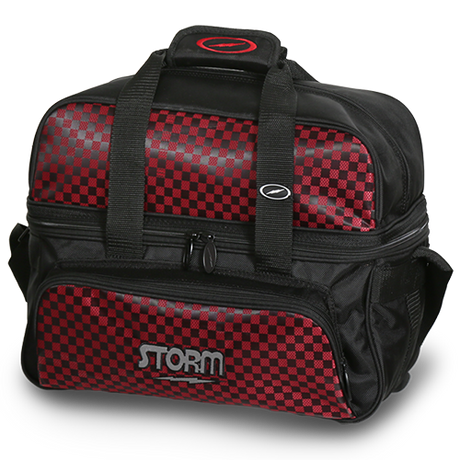 Storm 2 Ball Tote Deluxe Black/Checkered Red Bowling Bag suitcase league tournament play sale discount coupon online pba tour